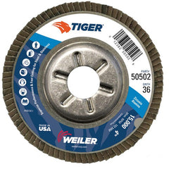 4″ Tiger Disc Abrasive Flap Disc, Angled, Alum. Backing, 36Z, 5/8″ Arbor Hole - Makers Industrial Supply