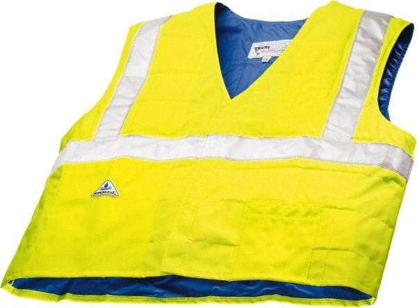 Techniche - Size L/XL, High Visibility Lime Cooling Vest - Hook & Loop Front, Polyester, HyperKewl - Makers Industrial Supply