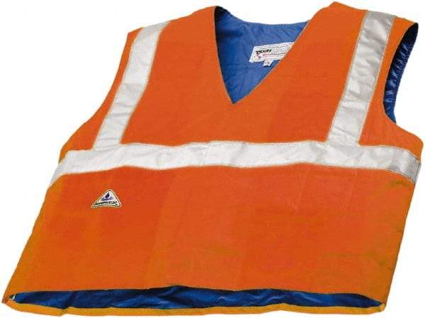 Techniche - Size L/XL, High Visibility Orange Cooling Vest - Hook & Loop Front, Polyester, HyperKewl - Makers Industrial Supply