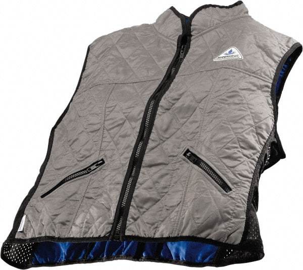 Techniche - Size L, Silver Cooling Vest - Zipper Front, Nylon, HyperKewl - Makers Industrial Supply