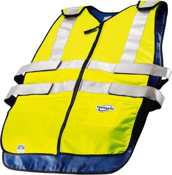 Techniche - Size L/XL, High Visibility Lime Cooling Vest - Zipper Front, Polyester - Makers Industrial Supply