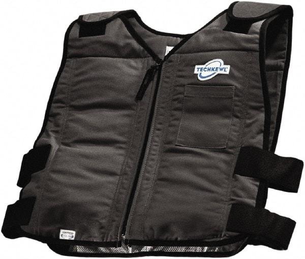 Techniche - Size L/XL, Black Cooling Vest - Zipper Front, Cotton - Makers Industrial Supply