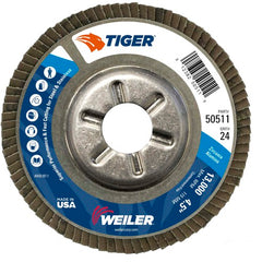 4-1/2″ Tiger Disc Abrasive Flap Disc, Angled, Alum. Backing, 24Z, 7/8″ Arbor Hole - Makers Industrial Supply