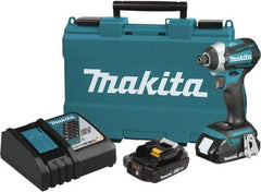 Makita - 18 Volt, 1/4" Drive, 20 Ft/Lb Torque, Cordless Impact Driver - Pistol Grip Handle, 3600 RPM, 2 Lithium-Ion Batteries Included - Makers Industrial Supply