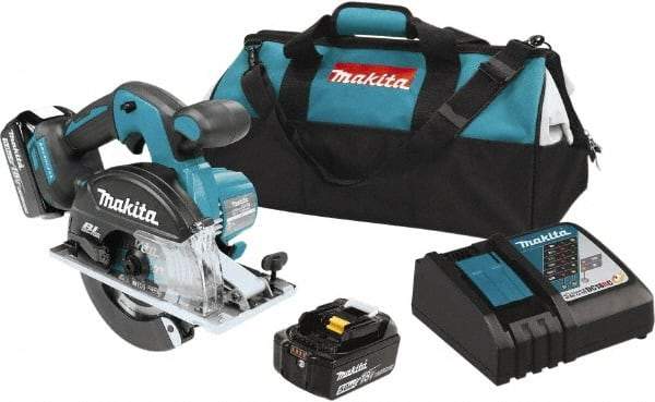 Makita - 18 Volt, 5-7/8" Blade, Cordless Circular Saw - 3,900 RPM, 2 Lithium-Ion Batteries Included - Makers Industrial Supply