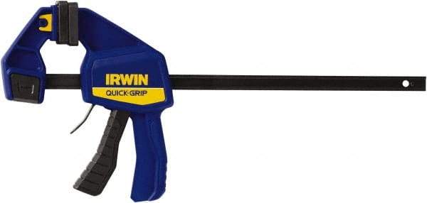 Irwin - 12" Capacity, 3-3/16" Throat Depth Carbon Steel Bar Clamp - 300 Lb Clamping Pressure, 19-1/4" OAL, 492.13mm Max Spread - Makers Industrial Supply