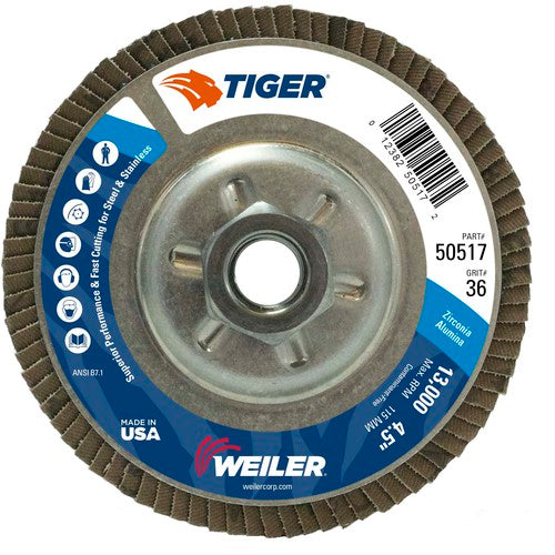 4-1/2 TIGER FLAP DISC 36Z 5/8-11 UN - Makers Industrial Supply