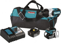 Makita - 3/4" Drive 18 Volt Pistol Grip Cordless Impact Wrench & Ratchet - 1,850 RPM, 780 Ft/Lb Torque, 2 Lithium-Ion Batteries Included - Makers Industrial Supply