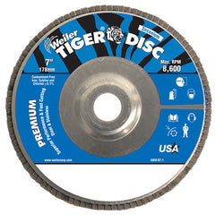 7″ Tiger Disc Abrasive Flap Disc, Angled, Alum. Backing, 80Z, 7/8″ Arbor Hole - Makers Industrial Supply