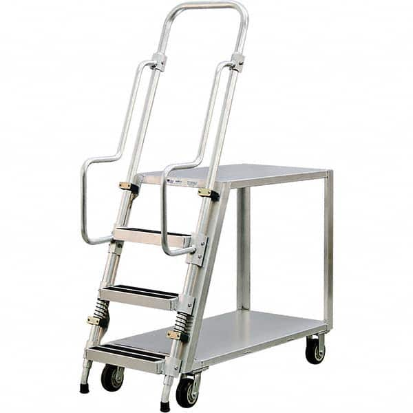 New Age Industrial - 69-1/2" High 800 Lb Capacity 3 Step Stock-Picking Ladder - Makers Industrial Supply