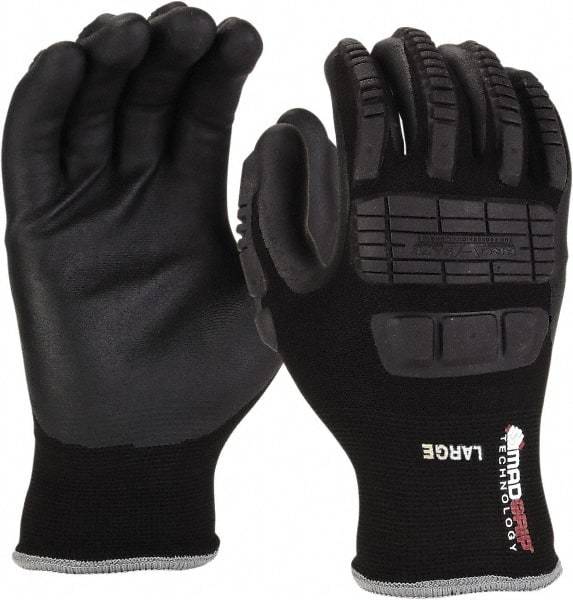 PRO-SAFE - Size L (9) Nitrile Coated Nylon/Nitrile Work Gloves - Palm & Fingers Coated, Slip-On Cuff, Black, Paired - Makers Industrial Supply