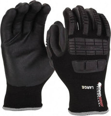 PRO-SAFE - Size M (8) Nitrile Coated Nylon/Nitrile Work Gloves - Palm & Fingers Coated, Slip-On Cuff, Black, Paired - Makers Industrial Supply