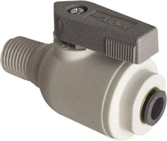 Parker - 1/8" Pipe, Full Port, Polypropylene Valve Male Connector Ball Valve - Bi-Directional, MNPT x Push-to-Connect Ends, Wedge Handle, 150 WOG - Makers Industrial Supply