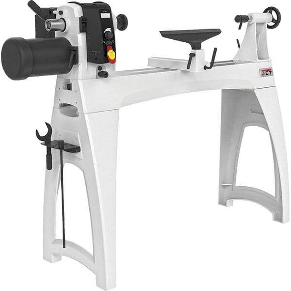 Jet - 16-1/2" Swing, 40" Distance Between Center, Woodworking Lathe - 2MT Headstock, 40 to 3,200 RPM, 4" Quill Travel - Makers Industrial Supply