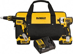 DeWALT - 20 Volt Cordless Tool Combination Kit - Includes Brushless Drywall Screwgun & 1/4" Brushless 3-Speed Impact Driver, Lithium-Ion Battery Included - Makers Industrial Supply