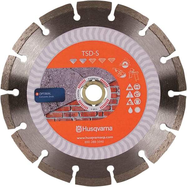 Husqvarna - 4-1/2" Diam, 5/8 & 7/8" Arbor Hole Diam, Continuous Edge Tooth Wet & Dry Cut Saw Blade - Diamond-Tipped, Fast Cutting Action, Standard Round Arbor - Makers Industrial Supply