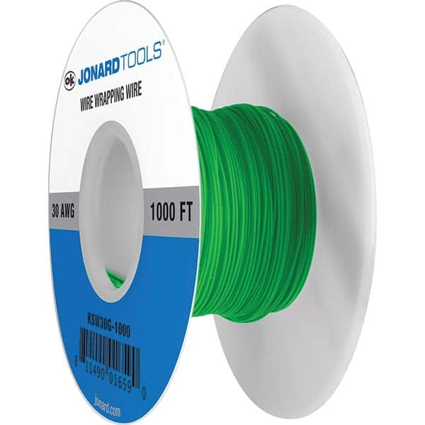 Hook Up Wire; Wire Size (AWG): 30; Wire Size (sq mm): 30 AWG; Number of Strands: 1; Jacket Color: Green; Overall Length: 1000 ft; Maximum Operating Temperature: 221  ™F; Jacket Material: Kynar; Standards Met: UL 1423; Overall Length (Feet): 1000 ft; Maxim