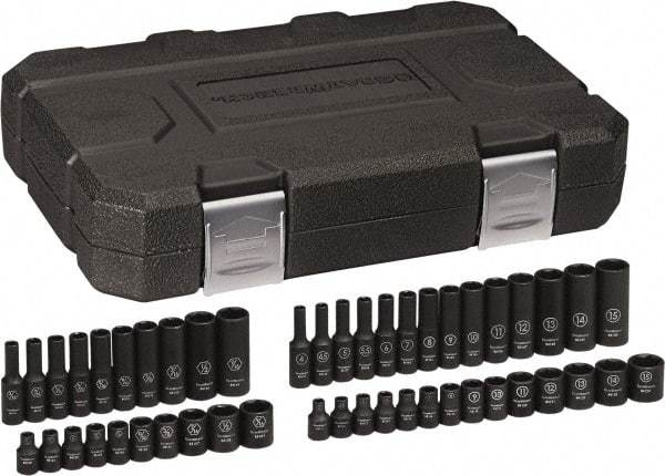 GearWrench - 48 Piece 1/4" Drive Black Finish Deep Well Impact Socket Set - 6 Points, 3/16" to 9/16" (4mm to 15mm) Range, Inch/Metric Measurement Standard - Makers Industrial Supply