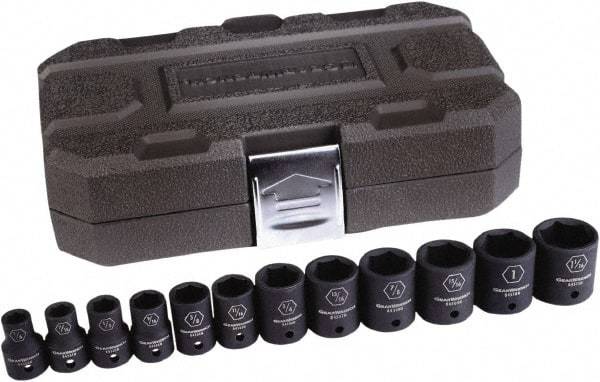 GearWrench - 12 Piece 1/2" Drive Standard Impact Socket Set - 6 Points, 3/8 to 1-1/16", Inch Measurement Standard - Makers Industrial Supply