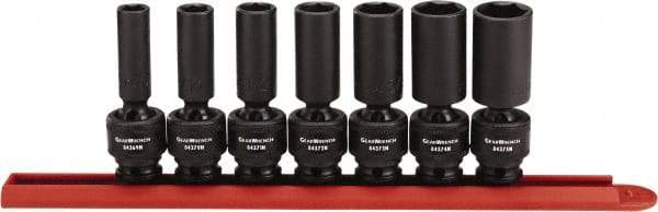 GearWrench - 7 Piece 3/8" Drive Black Finish Deep Well Impact Socket Set - 6 Points, 3/8" to 3/4" Range, Inch Measurement Standard - Makers Industrial Supply