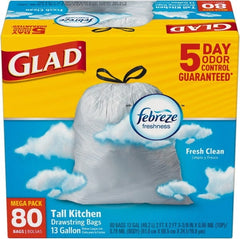 Glad - Pack of (80) 13 Gal 0.95 mil Household/Office Trash Bags - Makers Industrial Supply