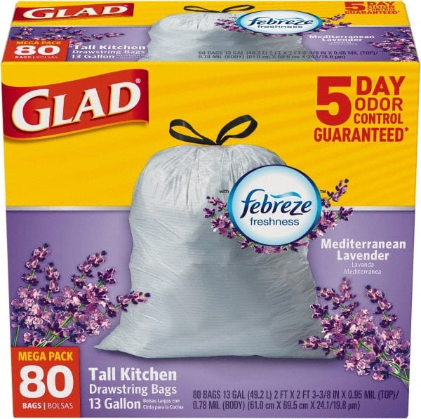 Glad - Pack of (3) 80-Count 13 Gal 0.95 mil Household/Office Trash Bags - Makers Industrial Supply