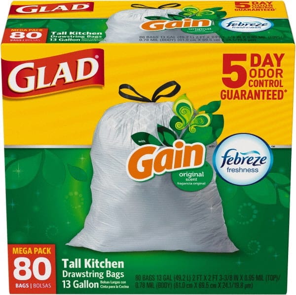 Glad - Pack of (80) 13 Gal 0.95 mil Household/Office Trash Bags - Makers Industrial Supply