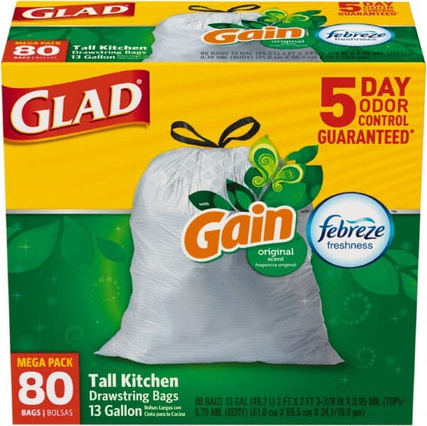 Glad - Pack of (3) 80-Count 13 Gal 0.95 mil Household/Office Trash Bags - Makers Industrial Supply