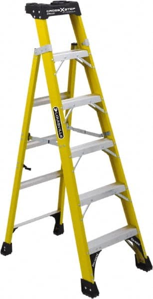 Louisville - 11 Steps, 12' High, Type IAA Rating, Fiberglass Step Ladder - Makers Industrial Supply