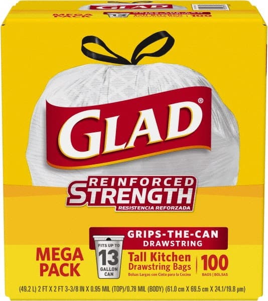 Glad - Pack of (4) 100-Count 13 Gal 0.95 mil Household/Office Trash Bags - Makers Industrial Supply