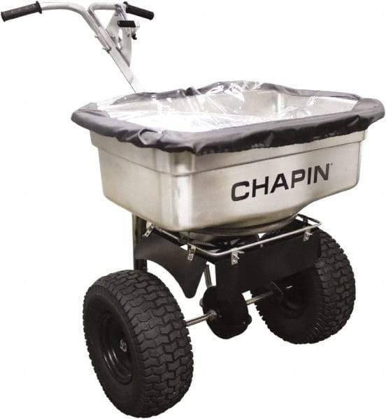 Chapin - 100 Lb Stainless Steel Walk Behind Broadcast Landscape Spreader - 14" Pneumatic Wheels - Makers Industrial Supply