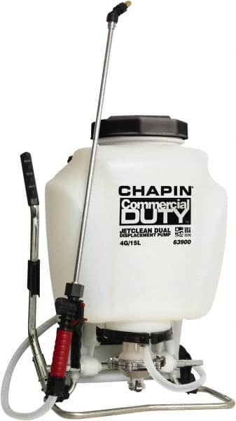 Chapin - 4 Gal Chemical Safe Garden Backpack Sprayer - Use with Cleaners/Degreasers, Polyethylene Tank, Wide Mouth, Reinforced Hose - Makers Industrial Supply