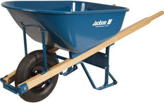 Jackson Professional Tools - 6 Cu Ft Capacity Wheelbarrow with 16" Pneumatic Wheel - Wood Handle, 58-3/4" Long x 25-1/2" Wide x 27" High, Blue - Makers Industrial Supply