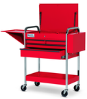 4 Drawer Red Service Cart with Lid; Rack & Tray - Makers Industrial Supply