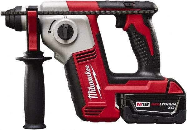 Milwaukee Tool - 18 Volt SDS Plus Chuck Cordless Rotary Hammer - 0 to 7,000 BPM, 0 to 1,300 RPM, Reversible - Makers Industrial Supply