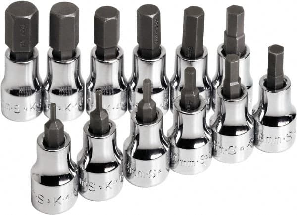 SK - 12 Piece 3/8" Drive Metric Hex Bit Socket Set - 2 to 12mm Hex - Makers Industrial Supply