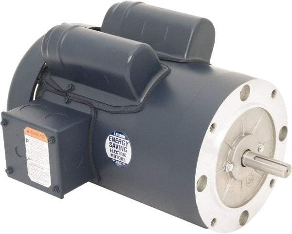 Leeson - 1-1/2 Max hp, 1,800 Max RPM, Capacitor Start Electric AC DC Motor - 115/230 V Input, Single Phase, 56C Frame, C-Face Mount, TEFC Enclosure - Makers Industrial Supply