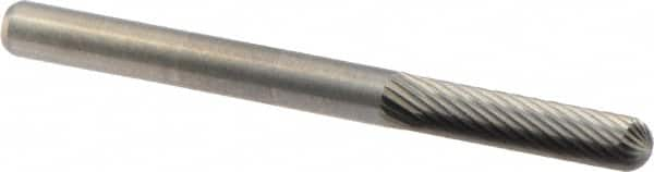 M.A. Ford - 1/8" Cut Diam, 1/8" Shank Diam, Cylinder with Radius Head Fine Cut Burr - Carbide, Radius End, 9/16" LOC, 1-1/2" OAL - Makers Industrial Supply