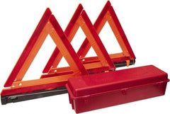 PRO-SAFE - 4 Piece, Highway Triangle Safety Kit - 3 Reflective Triangles, Case - Makers Industrial Supply