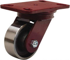 Hamilton - 4" Diam x 1-1/2" Wide x 5-5/8" OAH Top Plate Mount Swivel Caster - Forged Steel, 1,400 Lb Capacity, Straight Roller Bearing, 4-1/2 x 6-1/2" Plate - Makers Industrial Supply