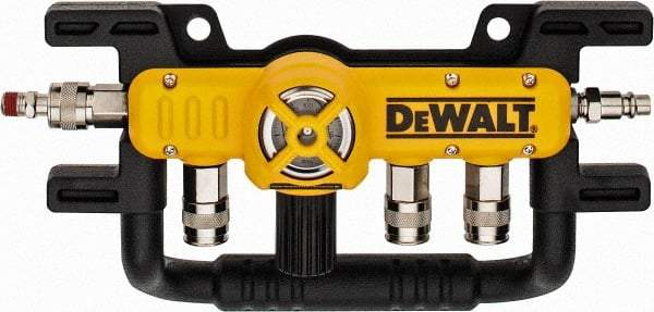 DeWALT - Aluminum Heavy Duty Quadraport Air Line Splitter with Regulator - 200 Max psi, 12-1/2" Long, 3/8 NPT Diam Inlet Fitting - Makers Industrial Supply