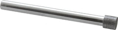 Strauss - 0.335" Head Diam x 0.315" Head Thickness CBN Grinding Pin - 1/4" Shank Diam x 3" Shank Length, (170 Mesh Grit) - Makers Industrial Supply