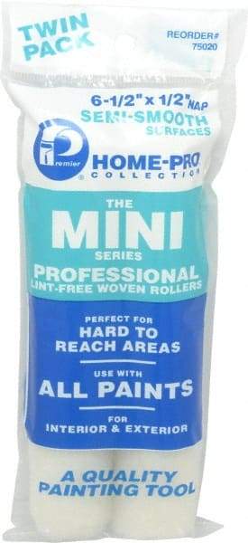 Premier Paint Roller - 1/2" Nap, Mini Paint Roller - 6-1/2" Wide, Includes Roller Cover - Makers Industrial Supply