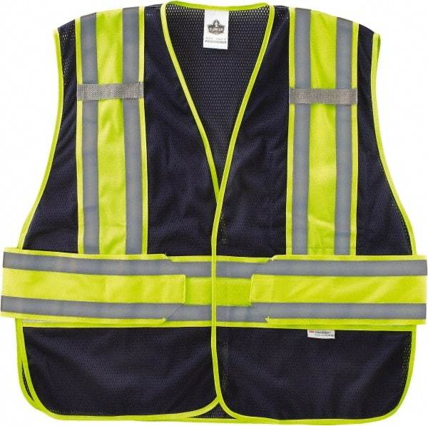 Ergodyne - Size XL/2XL High Visibility Navy Blue Mesh Expandable Vest - 48 to 56" Chest, Hook & Loop Closure, 1 Pocket, Polyester - Makers Industrial Supply