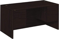 Hon - Woodgrain Laminate Double Pedestal Desk - 60" Wide x 30" Deep x 29-1/2" High, Mahogany - Makers Industrial Supply