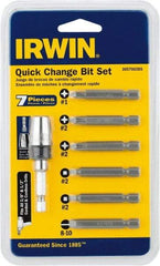 Irwin - 7 Piece, 1/4" Drive Screwdriver Drive Guide Set - #1 to #2 Phillips, 0.05 to 1/4" Hex, 1.27 to 10mm Hex, #1 & #2 Square Recess - Makers Industrial Supply