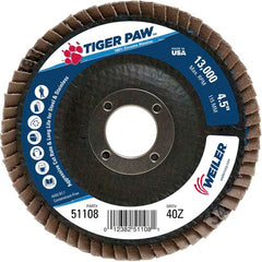 4 1/2″ × 7/8″-40 Grit - T27 Tiger Paw Zirc Flap Disc Phenolic Back - Makers Industrial Supply