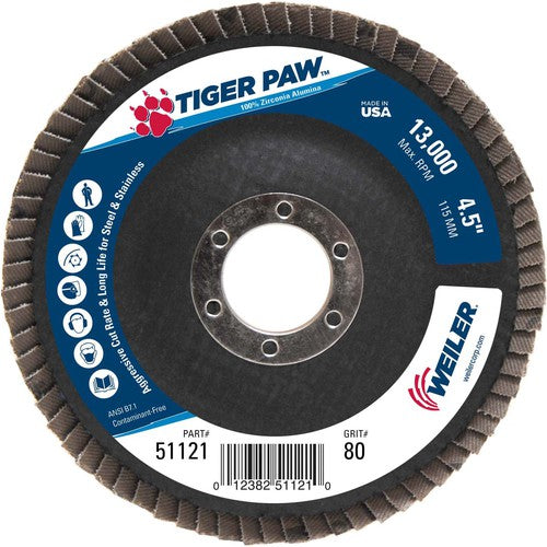 ‎4-1/2″ Tiger Paw Abrasive Flap Disc, Angled, Phenolic Backing, 80Z, 7/8″ Arbor Hole - Makers Industrial Supply