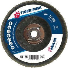 5″ Tiger Paw Abrasive Flap Disc, Angled, Phenolic Backing, 36Z, 5/8″-11 Arbor Hole - Makers Industrial Supply