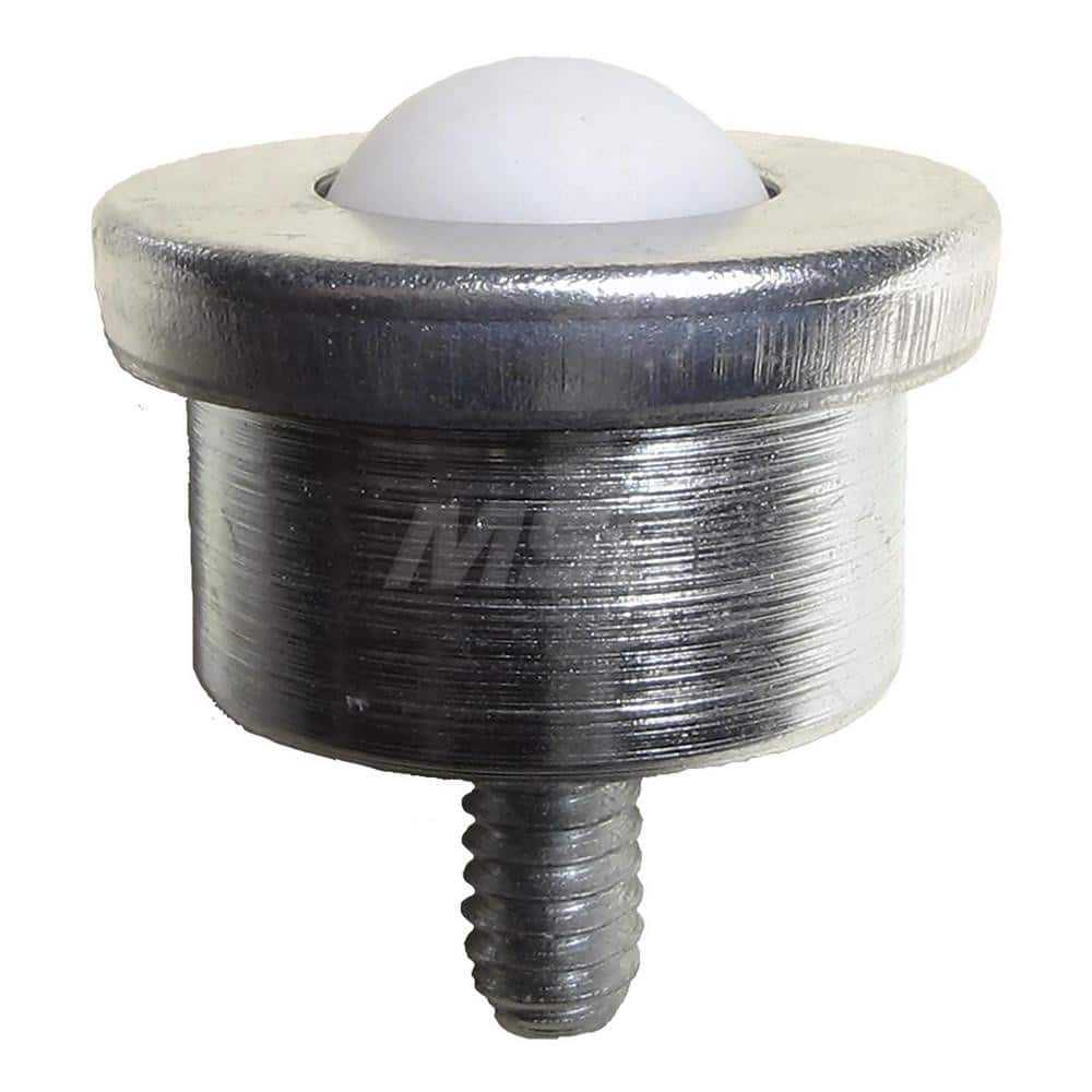 Ball Transfers; Base Shape: Round; Working Orientation: Ball up; Mount Type: Stud; Load Capacity (Lb.): 17; Mount Height: 0.8125 in; Housing Diameter: 0.938; Overall Diameter: 1.188; Stud Length: 0.75 in; Housing Finish: Galvanized; Thread Size: 1/4 - 20;